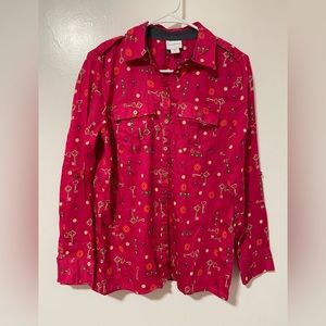Jaclyn Smith Fuchsia Key Pattern Top Sz M